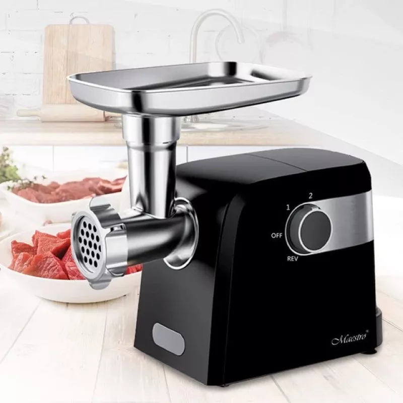 Sähköinen lihamylly Maestro MR-854, 1500 W, 2 nopeutta, 3 reikälevyä, makkaransuutin, musta