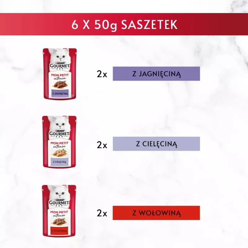 GOURMET Mon Petit Meat Mix - märkäruoka kissoille - 6 x 50 g