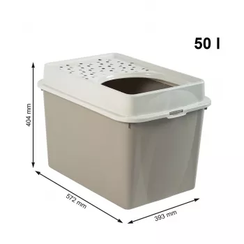 rotho Berty Eco Cappuccino kissanhiekkalaatikko — teknopolymeeri, 50 L, 572×393×404 mm, BPA-vapaa, 1 kg