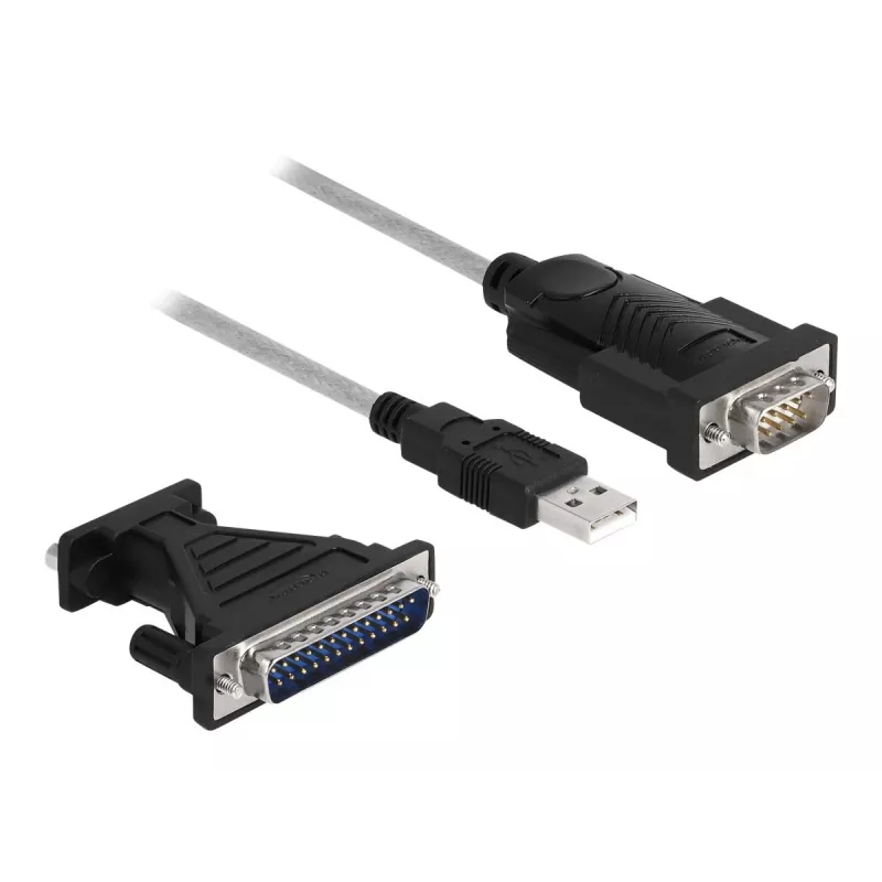 DeLOCK sovitin USB 2.0 Type-A - sarjaportti RS-232 D-Sub 9 + D-Sub 25