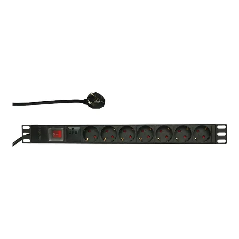 Ylijännitesuoja LogiLink PDU7C01 musta 7 pistorasiaa 230 V 2 m
