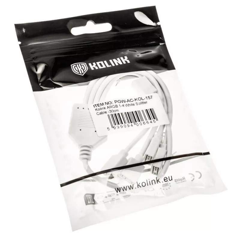 ARGB-haaroituskaapeli Kolink PGW-AC-KOL-157 30 cm valkoinen 3-pin-5V-ARGB-liitännöille