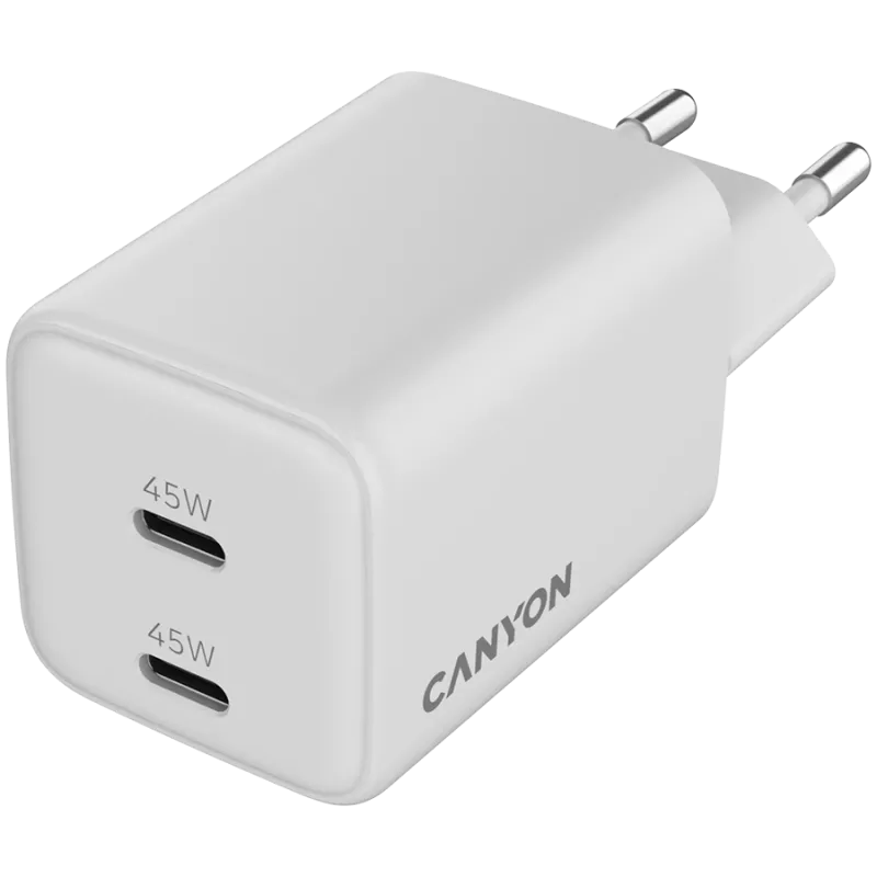 Canyon CU45CC GaN 45 W 2xPD -laturi, valkoinen (CNS-CUW45CC)