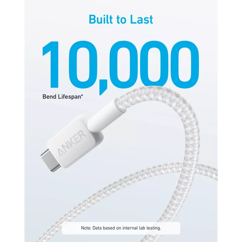 USB-A–USB-C-kaapeli Anker A81H5G21 — 0,9 m, valkoinen