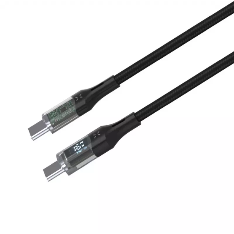 Fixed | Kaapeli USB-C/USB-C näytöllä, PD-tuki, 2 m, USB 2.0, 100W | FIXDD-CC2-BK