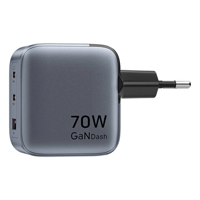 Vention GaN-laturi FEXH0-EU 70W — 2x USB-C + 1x USB-A, PD 70W, 100–240V