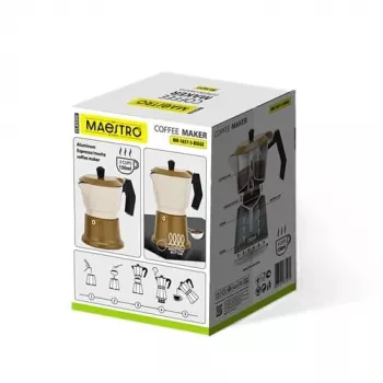 Maestro MR-1657-3-BEIGE alumiininen mokkapannu liedelle – 3 kupin espressokeitin, beige