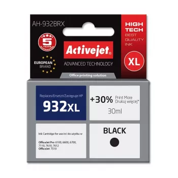 Activejet AH-932BRX muste (korvaa HP 932XL CN053AE; Premium; 30 ml; musta)