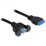 USB 3.0 F/F -kaapeli DeLOCK 83118 0,5 m musta