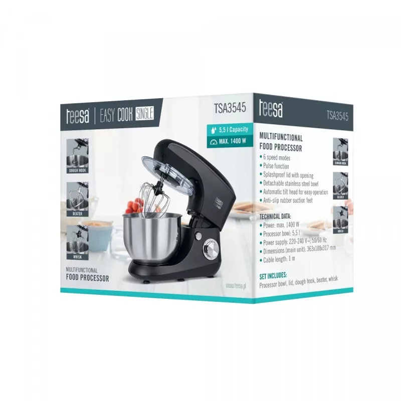 TEESA keittiökone EASY COOK Single musta TSA3545-B 1000W 4L