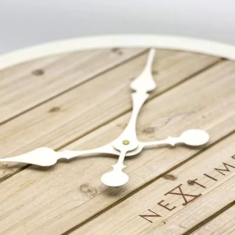 NeXtime kello 3134wi Plank, Ø50 cm, seinäkello, valkoinen