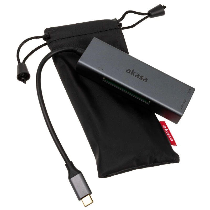 Akasa AK-CR-09BK USB 3.2 Gen1 Type-C 3-in-1-muistikortinlukija