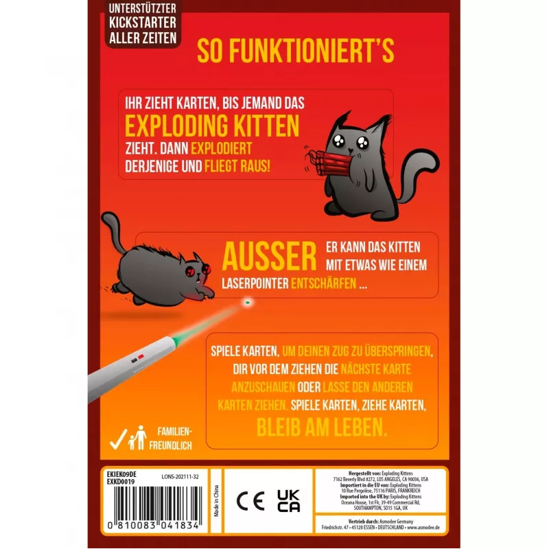 Exploding Kittens - 2 pelaajan versio, korttipeli