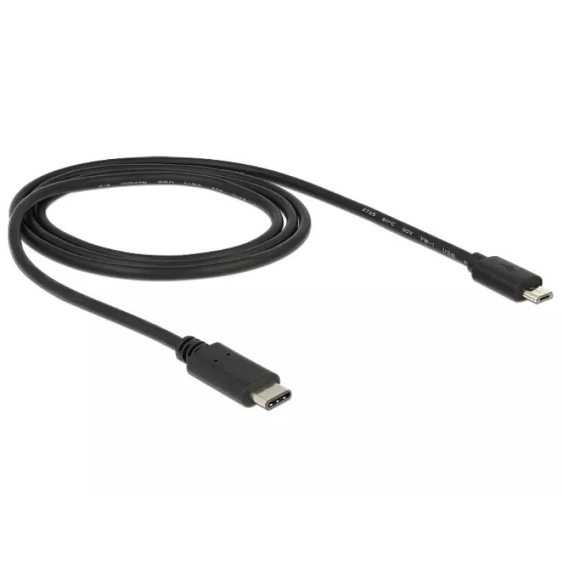 DeLOCK - USB-kaapeli - 5-napainen Micro-USB Type-B (uros) - 24-napainen USB Type-C (uros) - 1,0 m (USB 3.1) - musta (83602)