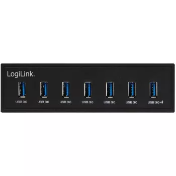 LogiLink USB 3.0 -keskitin, 7-porttinen 5,25 tuuman sisäinen, pikalataustoiminnolla - keskitin - 6 x SuperSpeed USB 3.0 + 1 x SuperSpeed USB 3.0 (lataus)