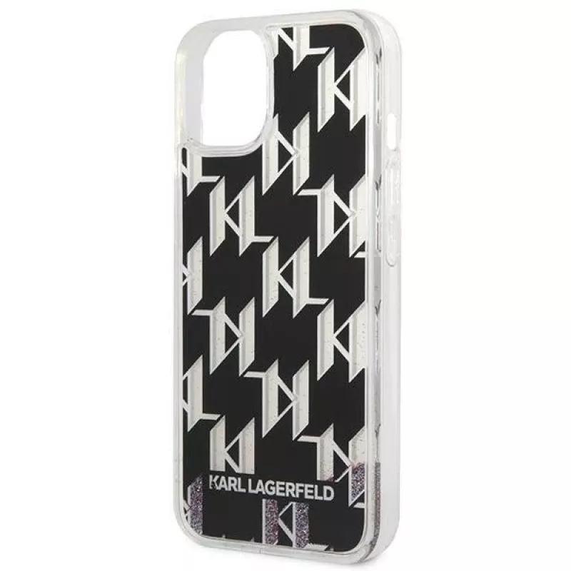 Karl Lagerfeld KLHCP14MLMNMK iPhone 14 Plus 6.7 kova kuori musta / musta Liquid Glitter Monogram