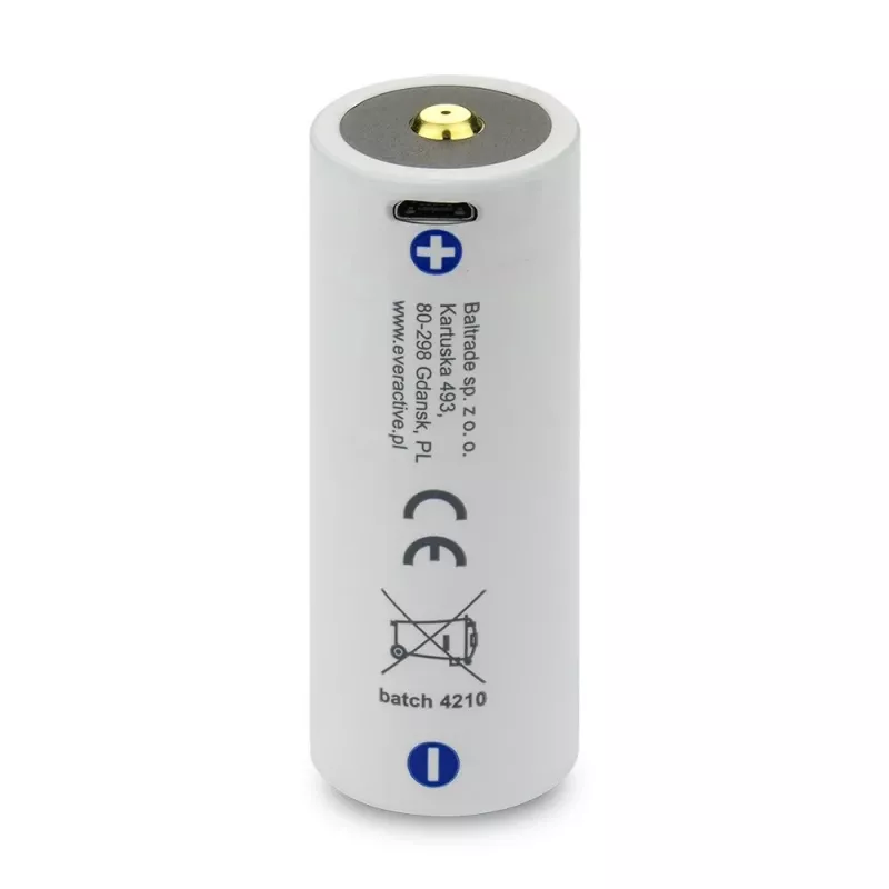 Ladattava akku everActive EV26650-52M 3,7V 5200mAh Micro-USB-lataustoiminnolla