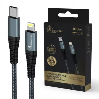 Kaapeli Extralink Smart Life 27W USB-C - Lightning 100 cm TPE 9V 3A musta