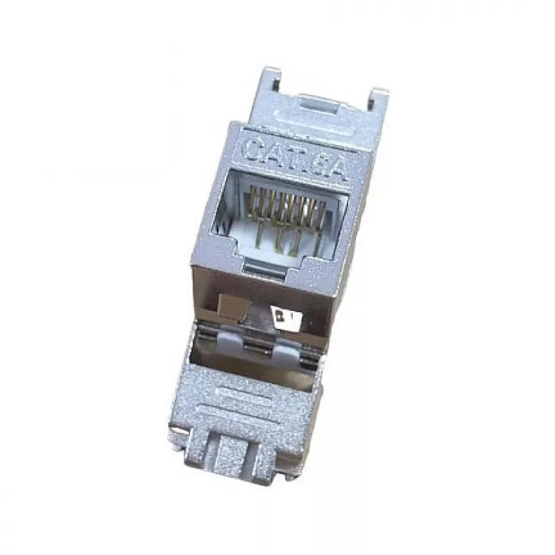 Suojattu Cat.6A ohut Keystone-liitin, EQUIP 767223, työkaluton, RJ-45, litteä, hopea, 8 kpl