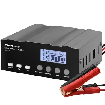 Akkulaturi QOLTEC 52491 mikroprosessori 12V/12,6V/24V LCD-näytöllä