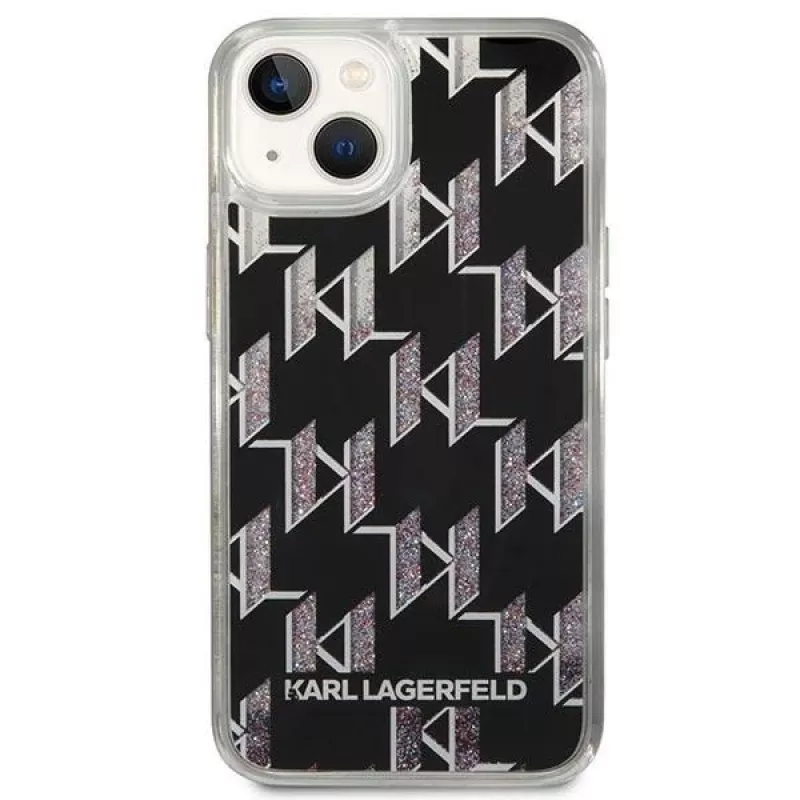 Karl Lagerfeld KLHCP14MLMNMK iPhone 14 Plus 6.7 kova kuori musta / musta Liquid Glitter Monogram
