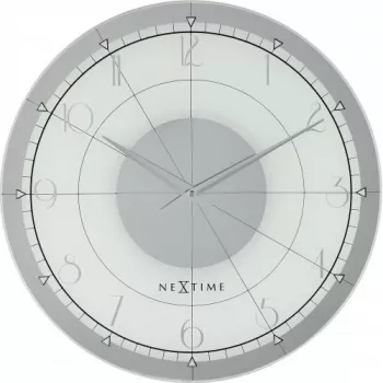 NeXtime kello 8125 Fancy Round, Ø43 cm, seinäkello, valkoinen/hopea