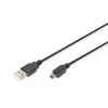 Assmann/Digitus USB 2.0 LIITÄNTÄKAAPELI A-B USB 2.0 liitäntäkaapeli, 480Mbit/s, USB A - USB mini B, pistoke/pistoke, 1,8m, musta (AK-300130-018-S)