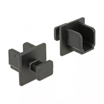Pistorasian suojakansi DELOCK 64010, polypropeeni, musta, 12,2×15,2×12 mm, 10 kpl:n pakkaus