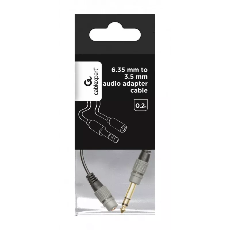 Audiokaapeli Gembird A-63M35F-0.2M 6,35 mm pistoke - 3,5 mm liitäntä musta