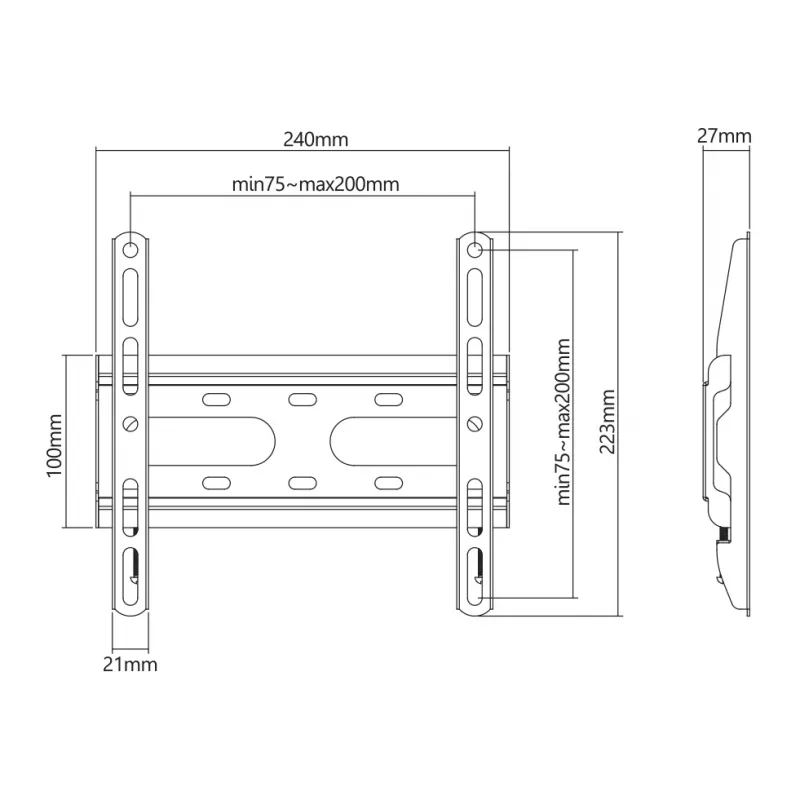 Asennusteline SBOX PLB-2522F-2 kuormille 23–43/45 kg, levy 200×200 mm