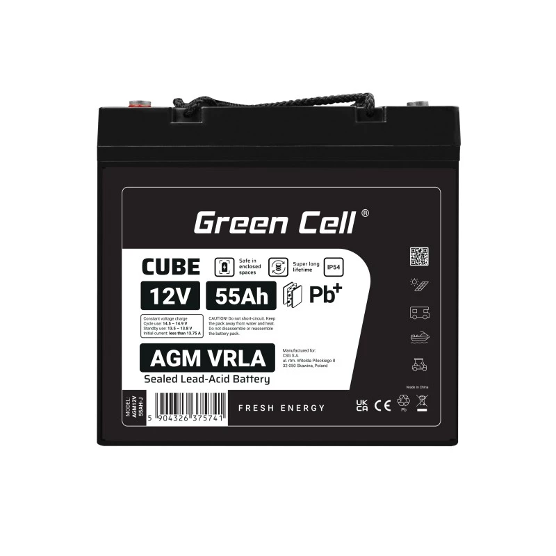 AGM VRLA -akku 12V 55Ah IP54
