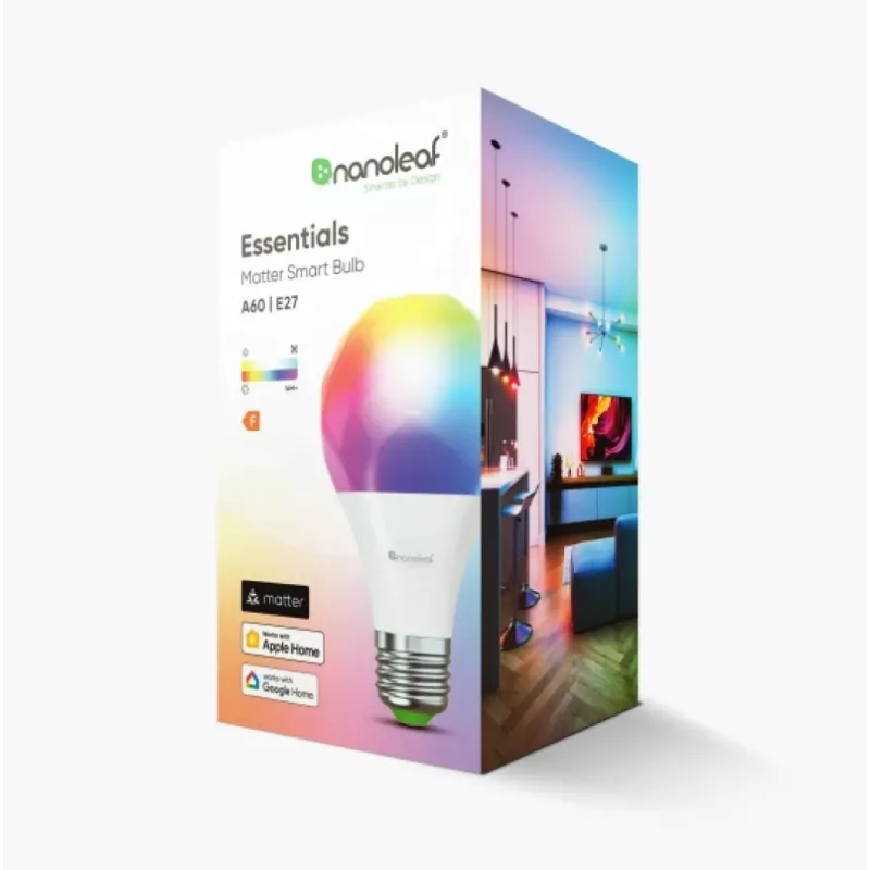 Essentials Smart A60 -älylamppu E27 Matter 9W 806Lm RGBCW 2700-6500K | E27 | 8,5 W | RGBCW | Bluetooth, Thread