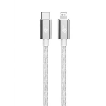 TB-kaapeli USB-C - Lightning punottu 1 m, hopea
