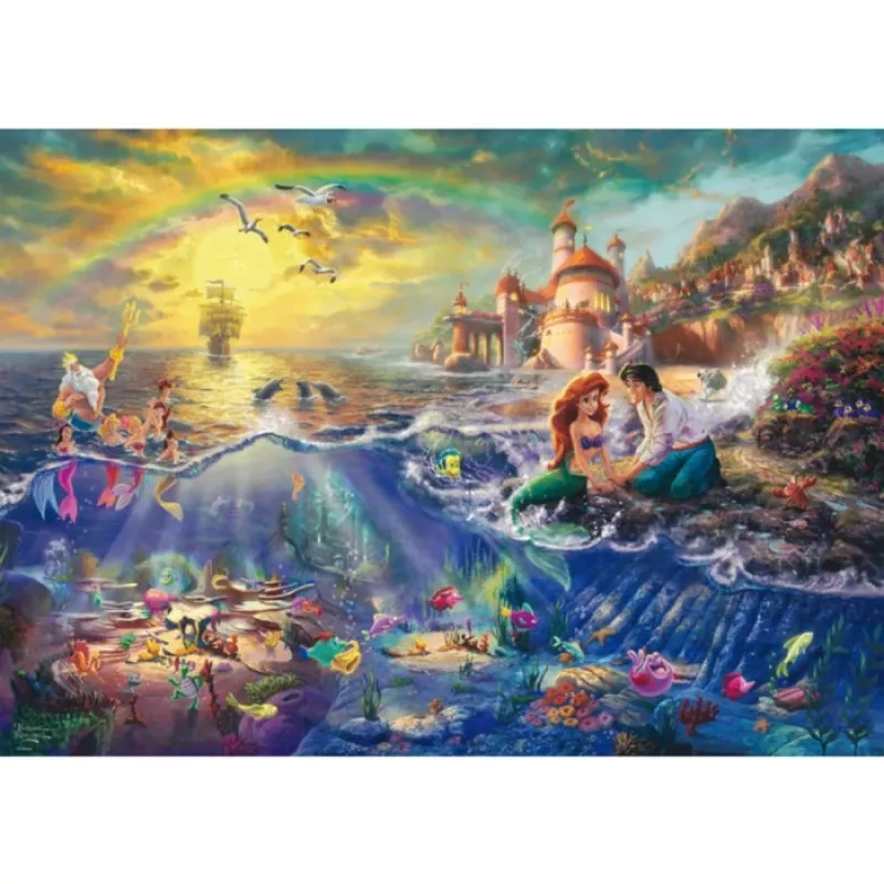Schmidt Spiele 59479 Thomas Kinkade: Disney Pieni merenneito Ariel palapeli, 1000 palaa, 69,3 x 49,3 cm, piirretyt