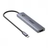 USB-C-keskitin Unitek H1124AGY01 100W PD, HDMI 2.0, 2x USB‑A, 2x USB‑C, SD/microSD-kortinlukija — alumiini