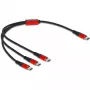 USB-latauskaapeli DeLOCK 3-in-1 USB Type-C 3 × USB Type-C 30 cm musta/punainen