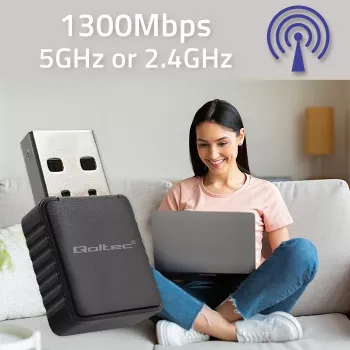 Langaton USB-adapteri QOLTEC 56988 Dual Band 1300Mbps USB 3.0