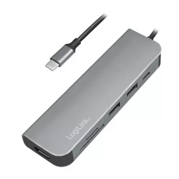 LogiLink UA0343 USB-C-moniporttikeskitin alumiini USB 3.2 2nd Gen Mult