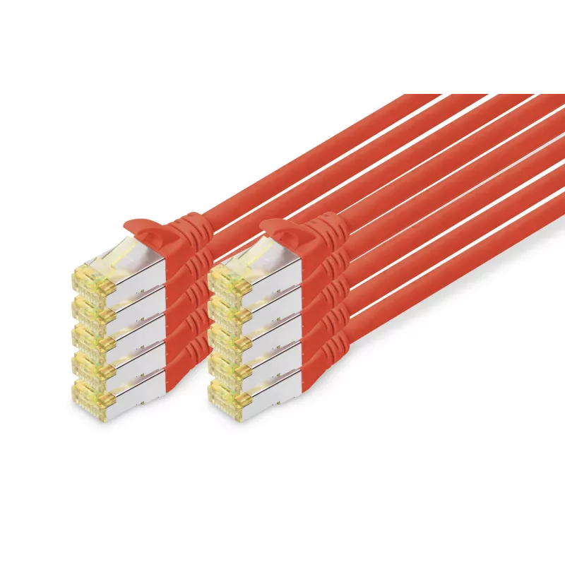 Digitus DK-1644-A-020-R-10 CAT 6A S/FTP kytkentäkaapeli 2 m, punainen, 10 kpl:n pakkaus
