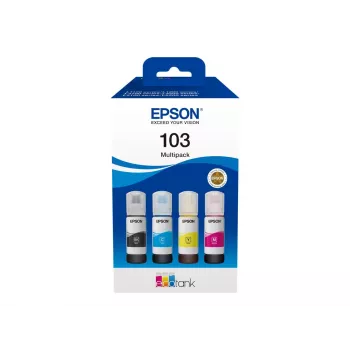 Mustepatruunasetti Epson EcoTank 103 — alkuperäinen 4 värin setti (musta, syaani, magenta, keltainen), musta 4500 s., väri 7500 s.