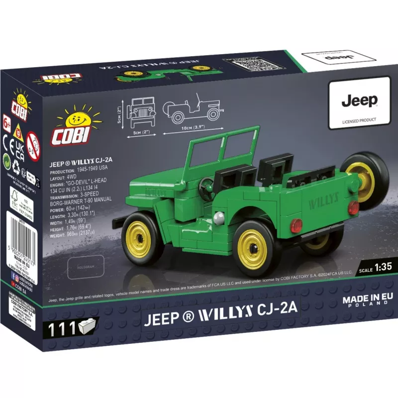 Cobi rakennuslelu Jeep Willys CJ-2A vihreä malli 24517 – palikkasarja