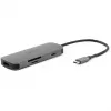 7-in-1 USB-C-adapteri Acer — USB 3.2 Gen 1 Type-C, 3x USB-A, HDMI, SD/MicroSD, 100W PD, hopea