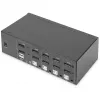 DIGITUS KVM-kytkin, 4 porttia, kaksoisnäyttö, 4K, DisplayPort®
