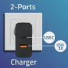Qoltec 52380 Super Quick PD -laturi | 1xUSB-C | 1xUSB | 65W | 5-20V | 1,5-3,25A | musta
