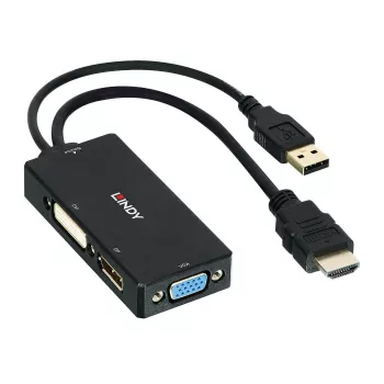 Lindy HDMI - DisplayPort, DVI ja VGA muunnin, 0,15 m, 2160p, musta, DP STDP2600, DVI-D PS8222, VGA AG6200, 8 bit, 0 - 65 °C