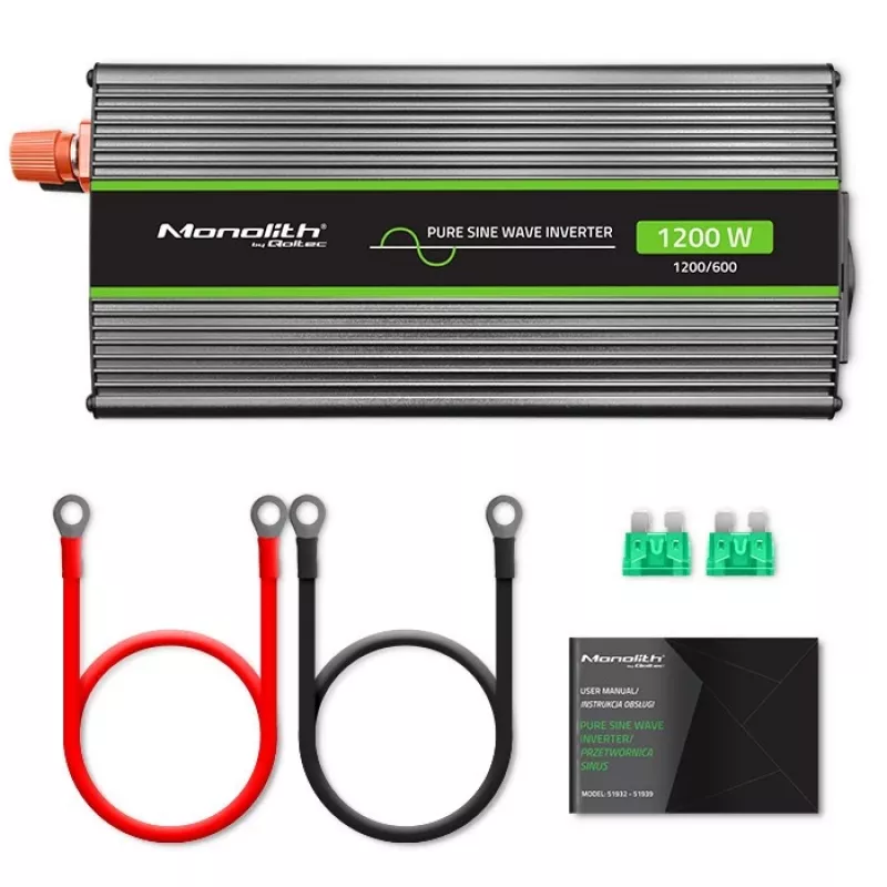 Auto-invertteri Qoltec Monolith 1200 W musta 12 V