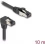 Verkkokaapeli DeLOCK RJ45 Cat.8.1 90° alaspäin kulma / suora 10 m musta