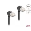DeLOCK RJ45 verkkokaapeli Cat.6A S/FTP ohut 90° alaspäin 2 m musta