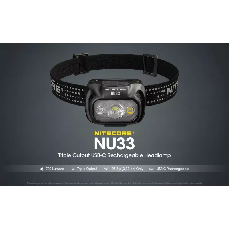 Nitecore NU33 NU-sarjan LED-otsalamppu, 700 lumenia, musta