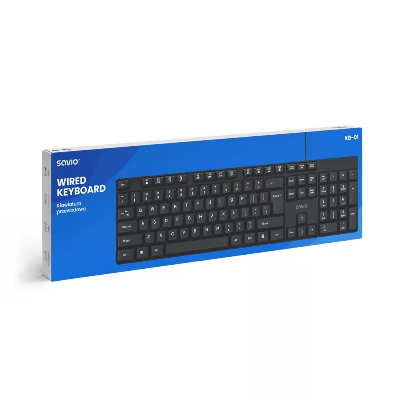 Savio KB-01 näppäimistö Home/Office USB QWERTY US Englanti musta